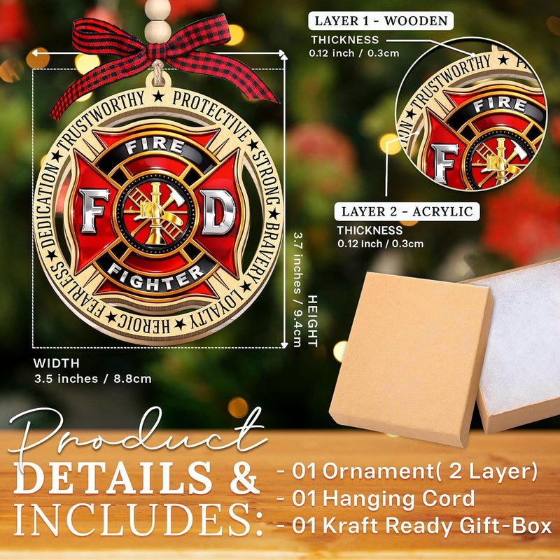 HEXMOZ Firefighter Christmas Ornaments - Firefighter Ornaments for Fireman, Fire Department Gift Ideas - Xmas Gifts for Firefighters Male, Female, Holiday Ornaments Decorations 2025 - Image 2